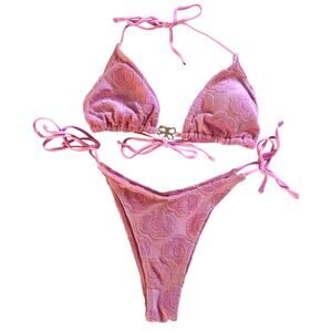 Vintage Juicy Couture Pink Terry Bikini – Y2K Glam Size S